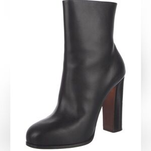 Celine Black Leather High Block Heel Ankle Boot